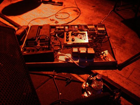 A Certain Ratio live at The Band On The Wall, 3 April 2004 - Martin Moscrop's box of effects pedals