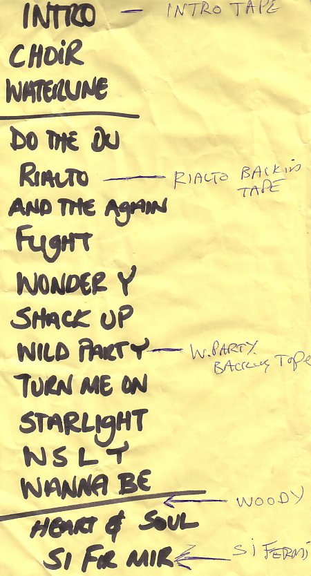 A Certain Ratio live at The Band On The Wall, 3 April 2004 - Setlist with annotations
