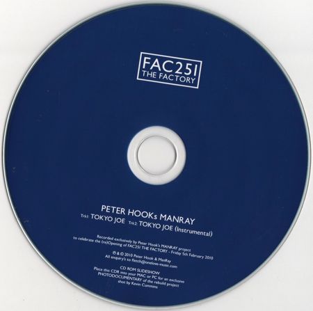 Enhanced multimedia cd given away free on the opening night of FAC 251 The Factory; disc detail