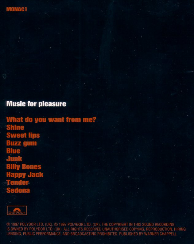 Monaco - Music For Pleasure; back cover detail