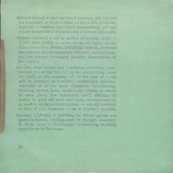 FAC 39 Watching The Hydroplanes, picture sleeve; back cover detail