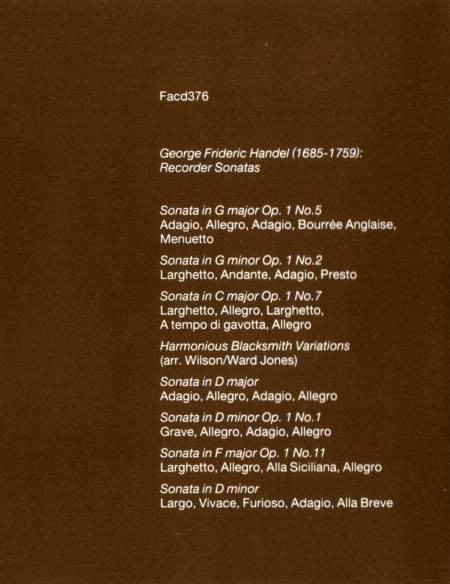 Facd 376 Handel Recorder Sonatas; insert detail