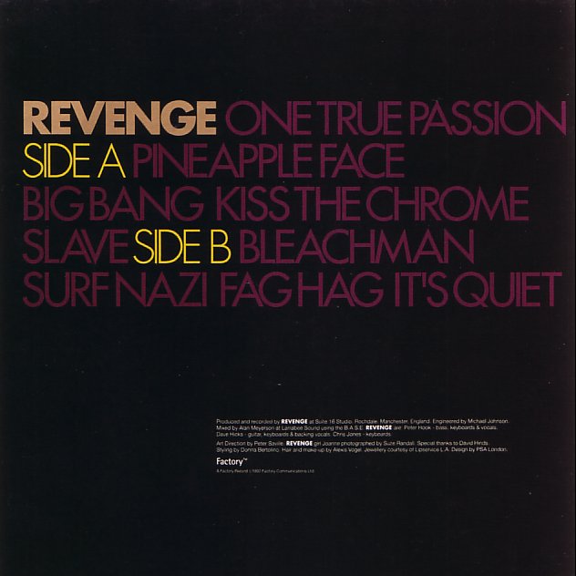 Revenge - FACT 230 One True Passion; back cover detail