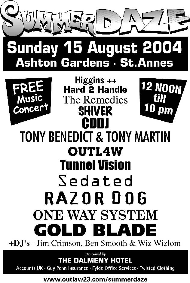 Tunnelvision - Live at Summer Daze, St Annes on Sea 15 August 2004; flyer